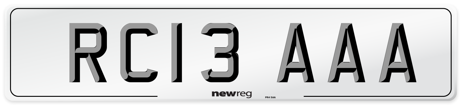 RC13 AAA Number Plate from New Reg